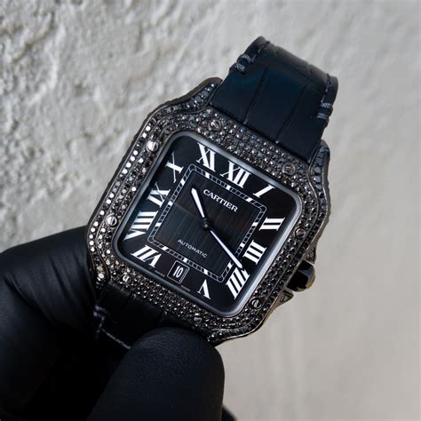 santos cartier black|cartier santos diamond bezels.